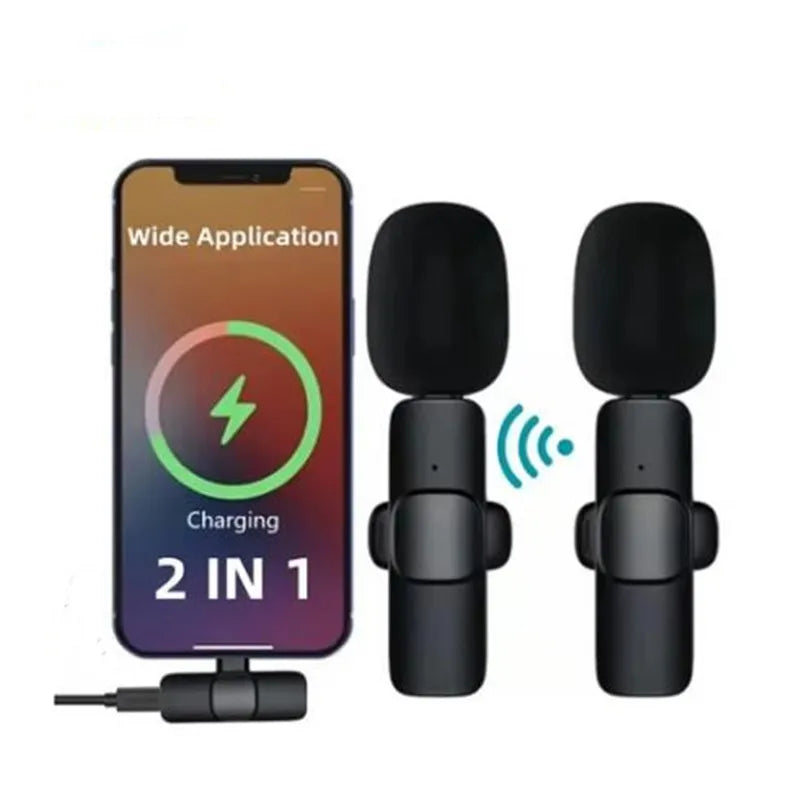 Wireless Lavalier Microphone Audio Video Recording Mini Microphone for iPhone Android Phone Live Broadcast Gaming Mic Portable