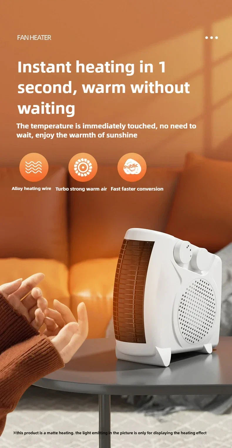 220V Winter Warmer Household Desktop Electric Heater Fan 3 Gear Adjustable Warm Air Blower Ripple Heating Machine Bedroom Office