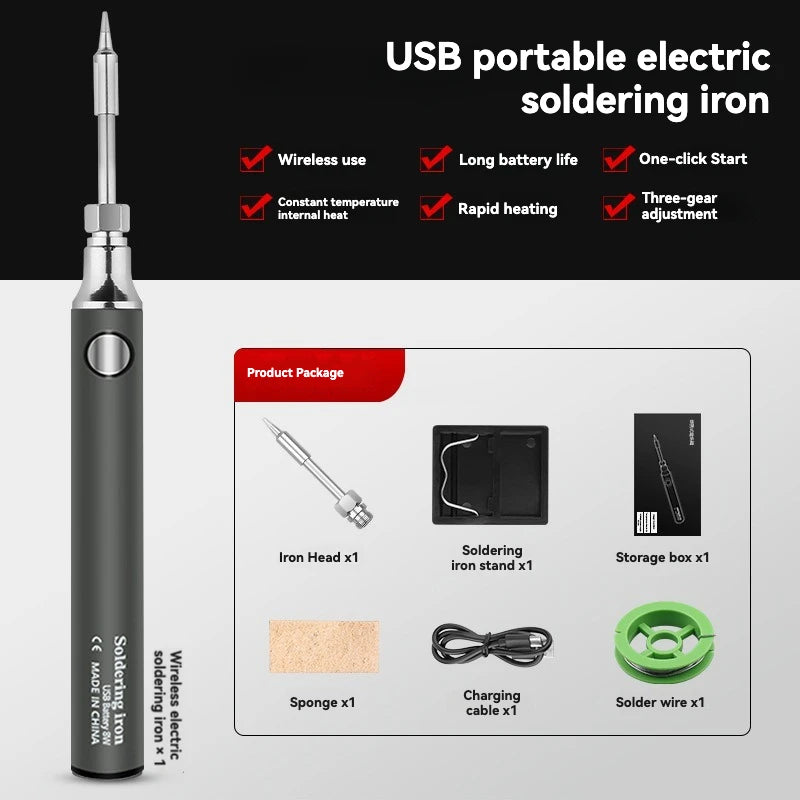 USB Soldering Iron Wireless Charging Electric Solder Iron 5V 8W Fast Charging Lithium Rechargeable Portable Repair Welding Tools