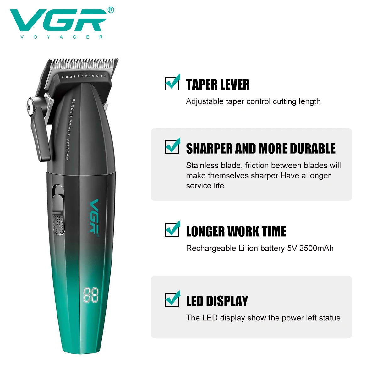 VGR 003 Clipper 906 Hair Cutting Machine High Quality 308 Hair Clipper Professional Set Vgr 003 9000 Rpm 45