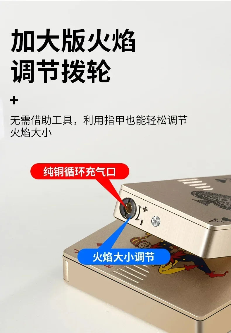 Creative Playing Cards Ace of Spades Lighter Butane Windproof Straight Metal Lighter Metal Fun Gift for Men Smoking Accessories