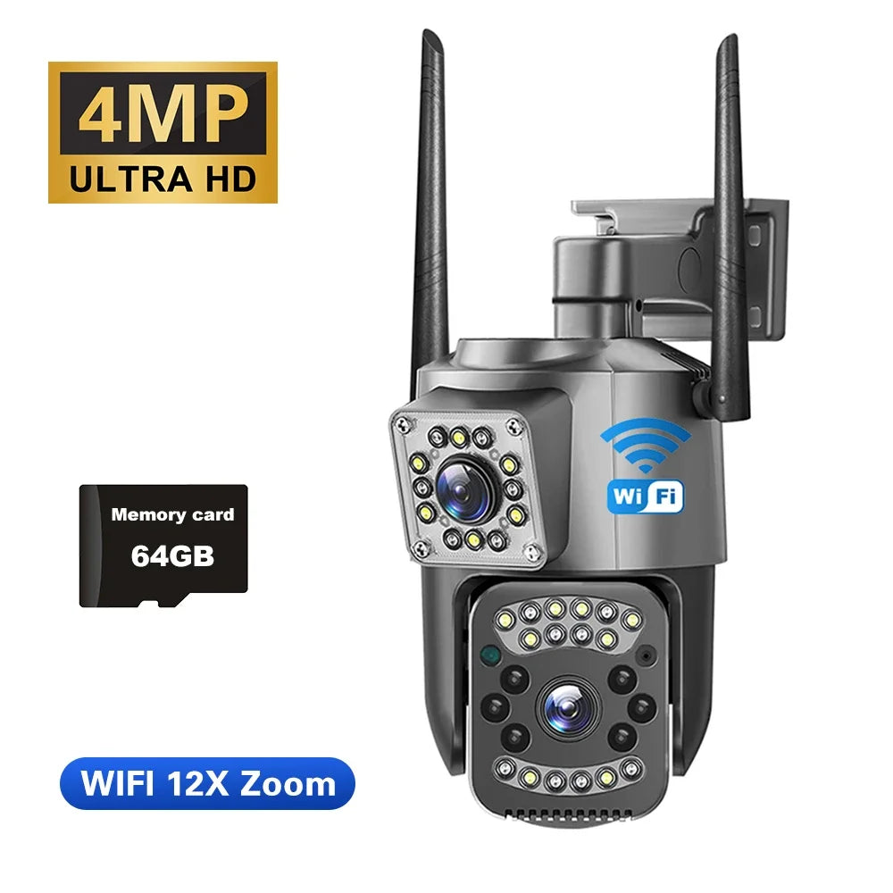 PEGATAH 10X Zoom 4MP IP Camera Wifi 4G Sim Card HD Dual Lens Home Outdoor Security Camera Night Vision CCTV PTZ Cameras