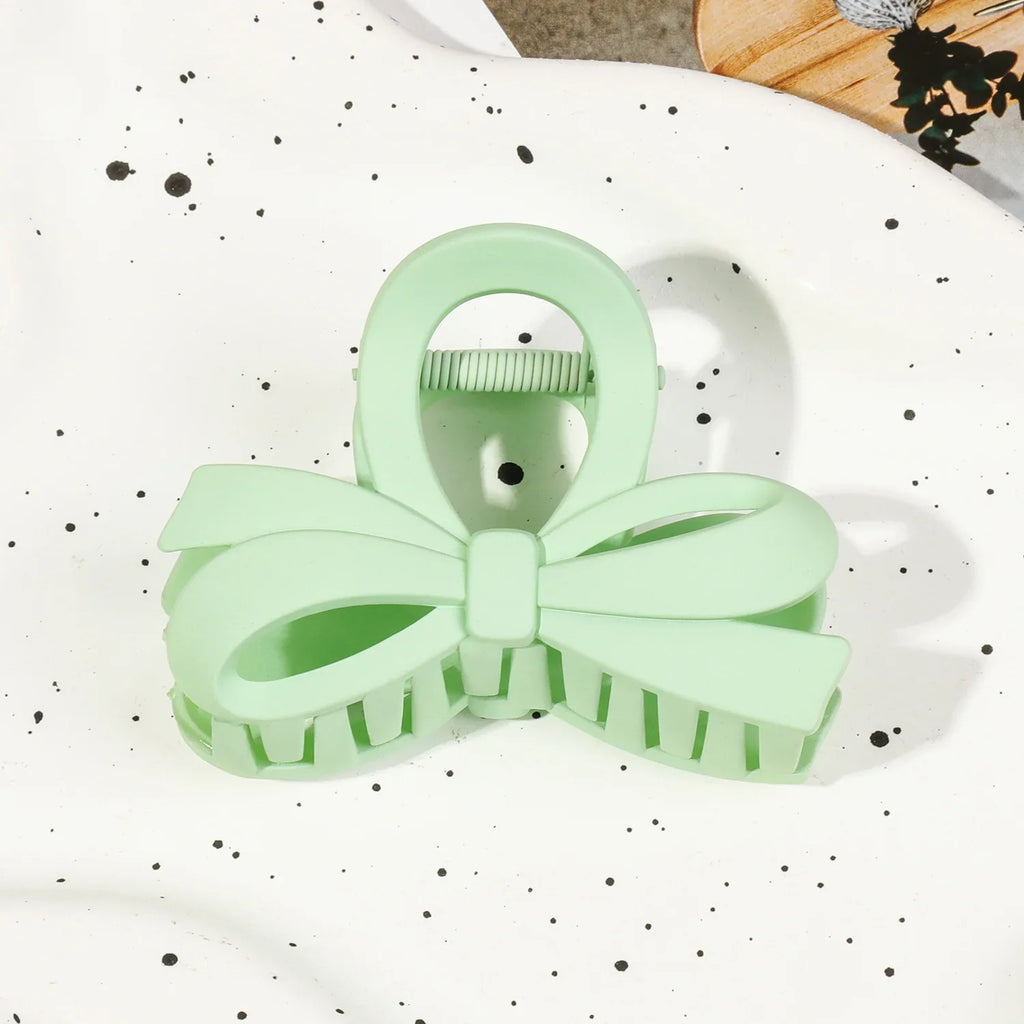 Matte Bow Large Hair Claw Crab Korea Women Solid Acrylic Hair Clips Hairpins Girls Ponytail Hair Accessories Barrettes Headbands