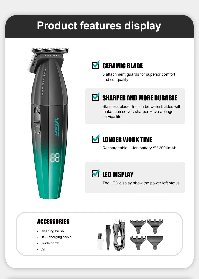 VGR 003 Clipper 906 Hair Cutting Machine High Quality 308 Hair Clipper Professional Set Vgr 003 9000 Rpm 45