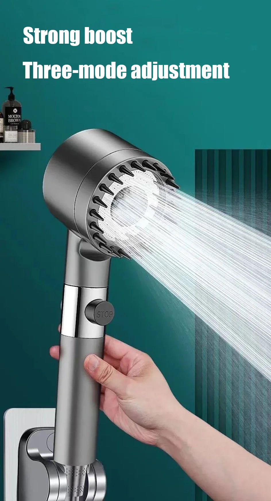 3 Modes Handheld Shower Head Filter Powerful Massage Spa High Pressure Water Saving Showerhead with ON/OFF Switch for Bathroom