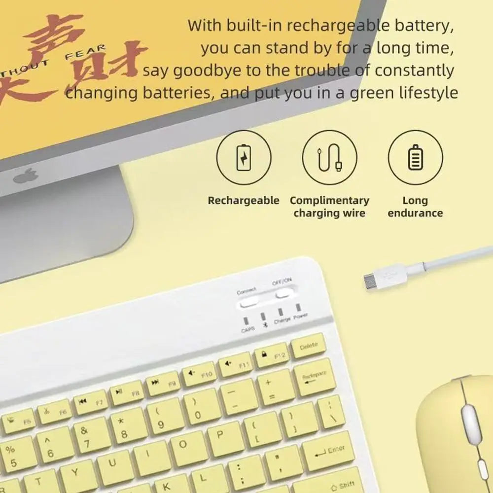 10 inch Bluetooth Keyboard Mouse Set Rechargeable Ultra-Thin Mini Keyboard And Mouse Wireless Keyboard Mouse Combos