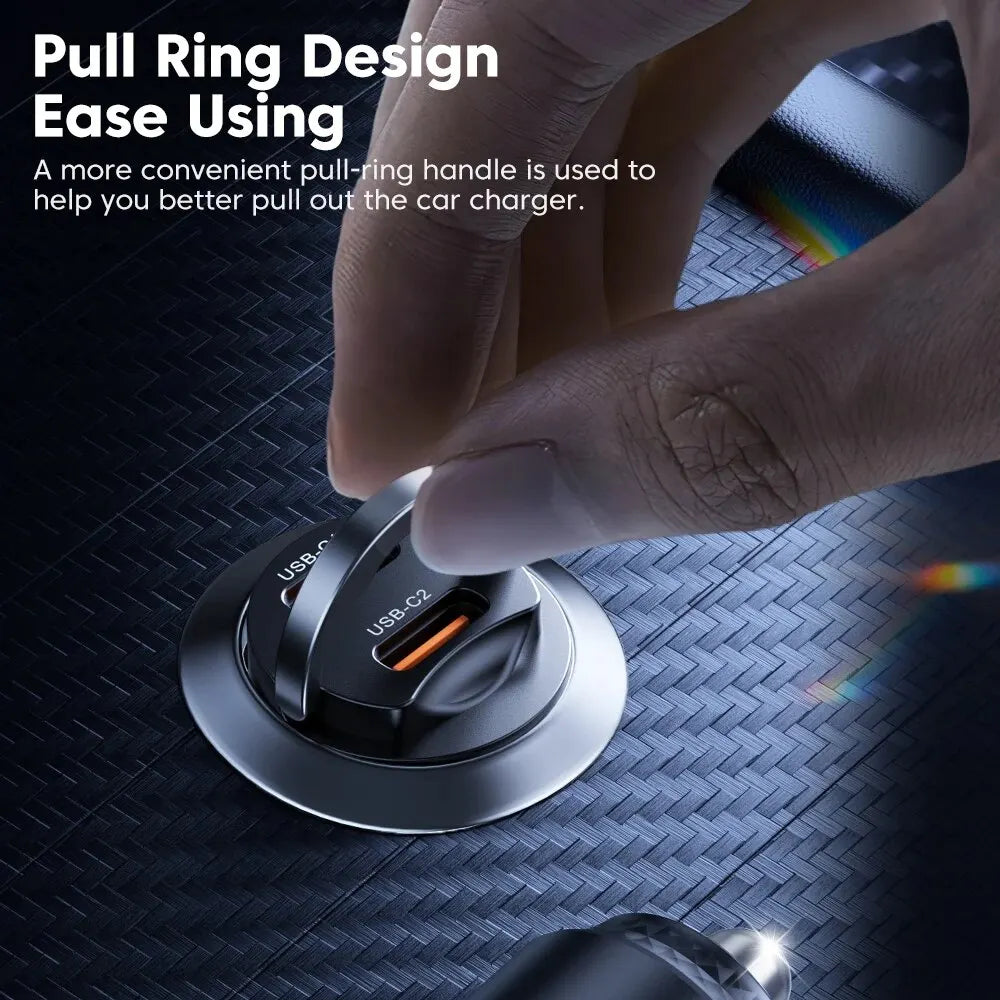 Toocki Mini PD 45W Car Charger Pull Ring Fast Charging USB C Phone Charger Adapter For iPhone 14 13 Pro Xiaomi Samsung Huawei