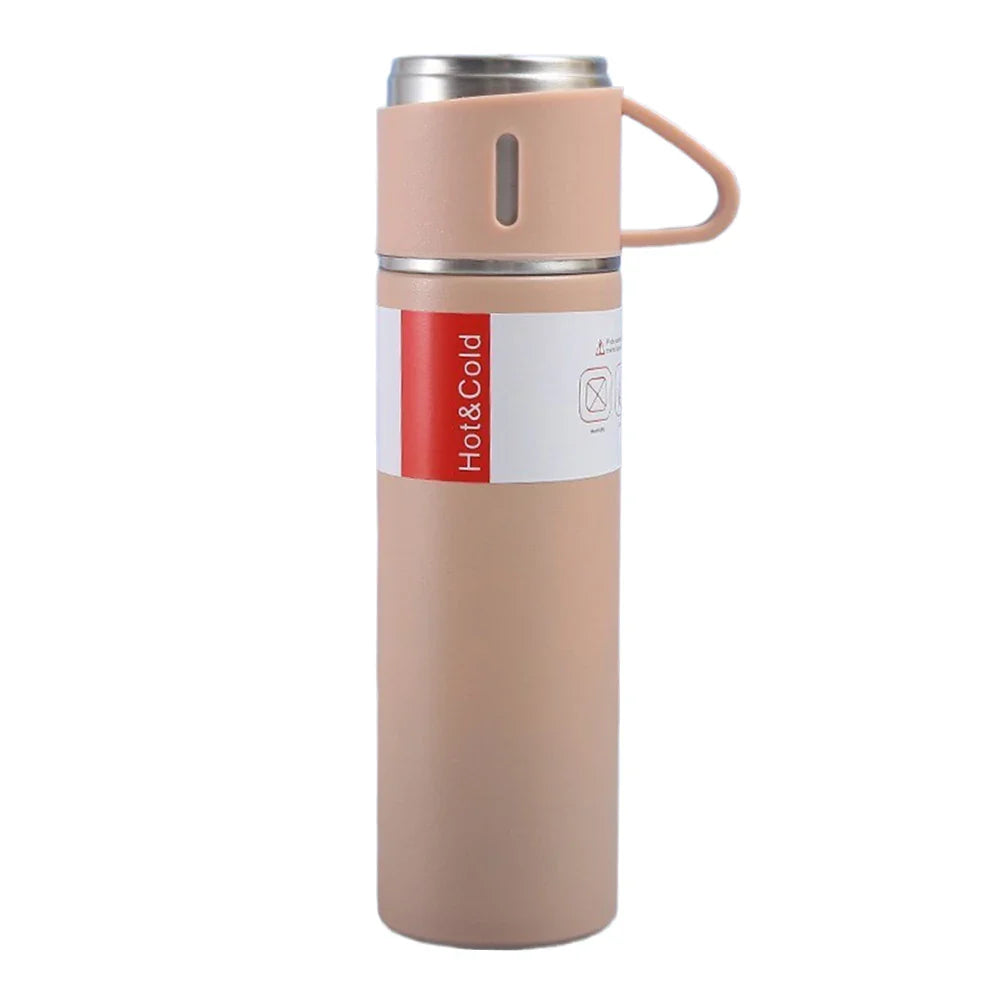 500ML Vacuum Insulated Bottle Portable Coffee Mug with 3 Cups Vacuum Cup Stainless Steel Last for 6-12H for Travel