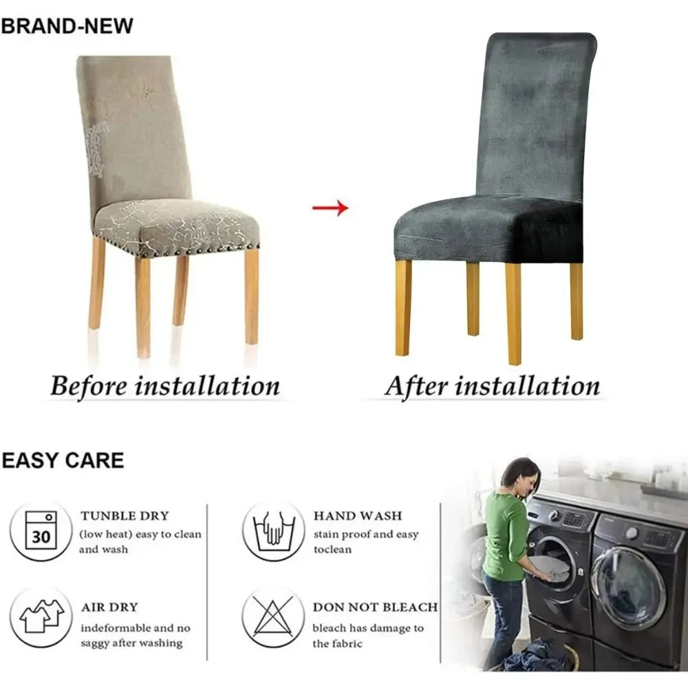 Scalable chair cover, elastic strap elastic fabric dining chair cover, suede large restaurant hotel party banquet chair cover