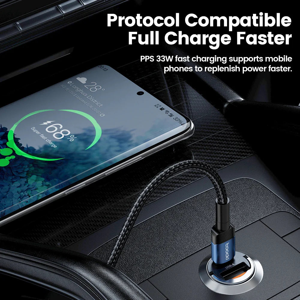 Toocki 45W Car Charger Fast Charging PPS 33W USB Type C Fast Charging For iPhone 15 14 13 12 Pro Huawei Xiaomi 13 12 Samsung S23