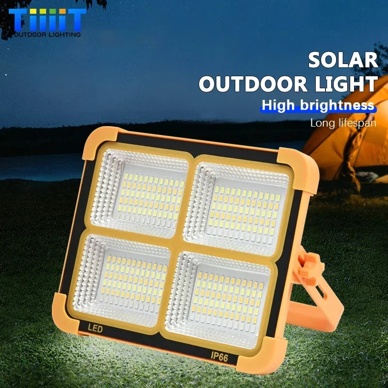 LED Solar Floodlight Outdoor IP66 Waterproof USB Rechargeable Magnet Strong Light Portable Camping Tent Fishing Light Work Light