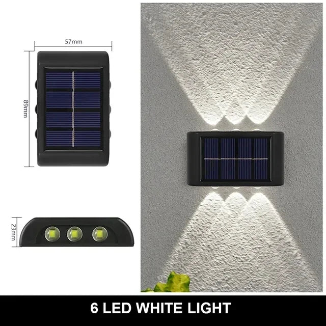 Solar Wall Lamp Outdoor Waterproof Solar Powered Light 6LED Beads UP and Down Illuminate Home Garden Yard Decoration Wall Light