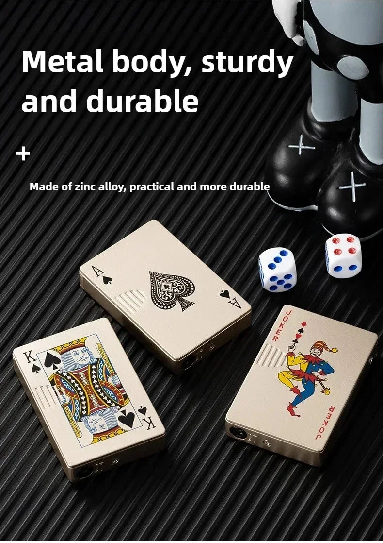 Creative Playing Cards Ace of Spades Lighter Butane Windproof Straight Metal Lighter Metal Fun Gift for Men Smoking Accessories