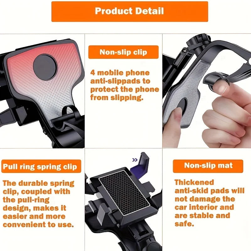 360° Rotatable Car Mobile Phone Holder - Dashboard Navigation Mount with Parking Number Plate