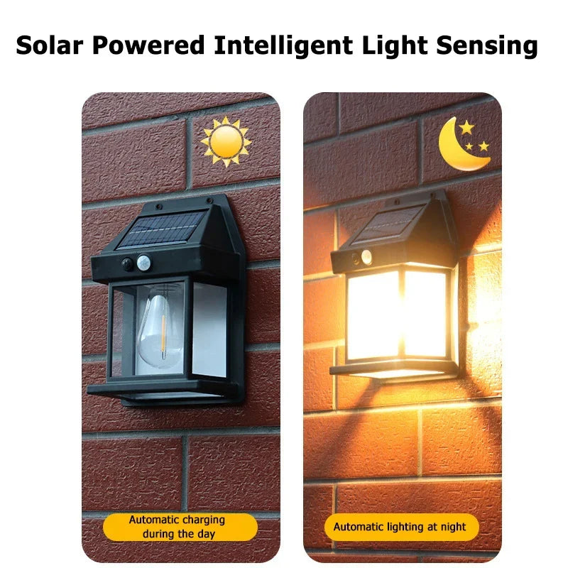 Outdoor Solar Tungsten LED Wall Light Motion Sensor Lamp Waterproof LED Safety Light for Patio Outdoor Deck Porch Barn Garage