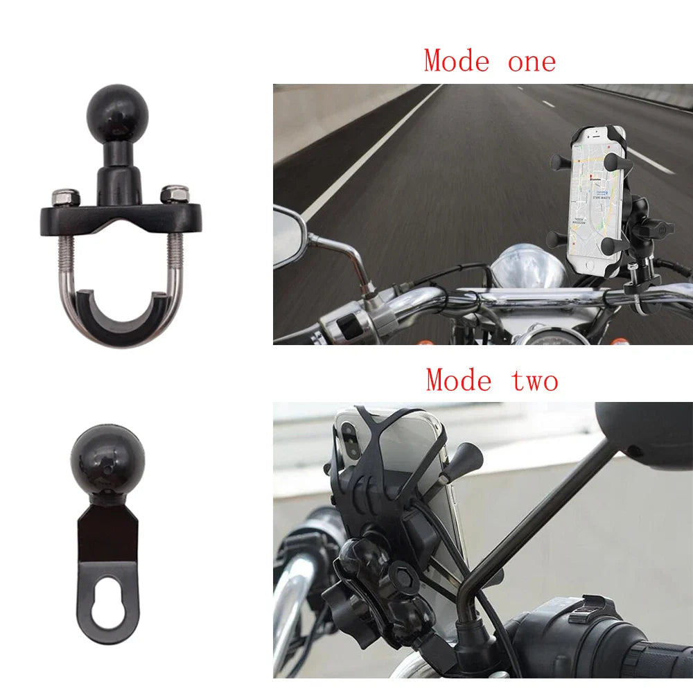 Motorcycle Mobile Phone Stand Holder With USB Charger 360 Rotatable