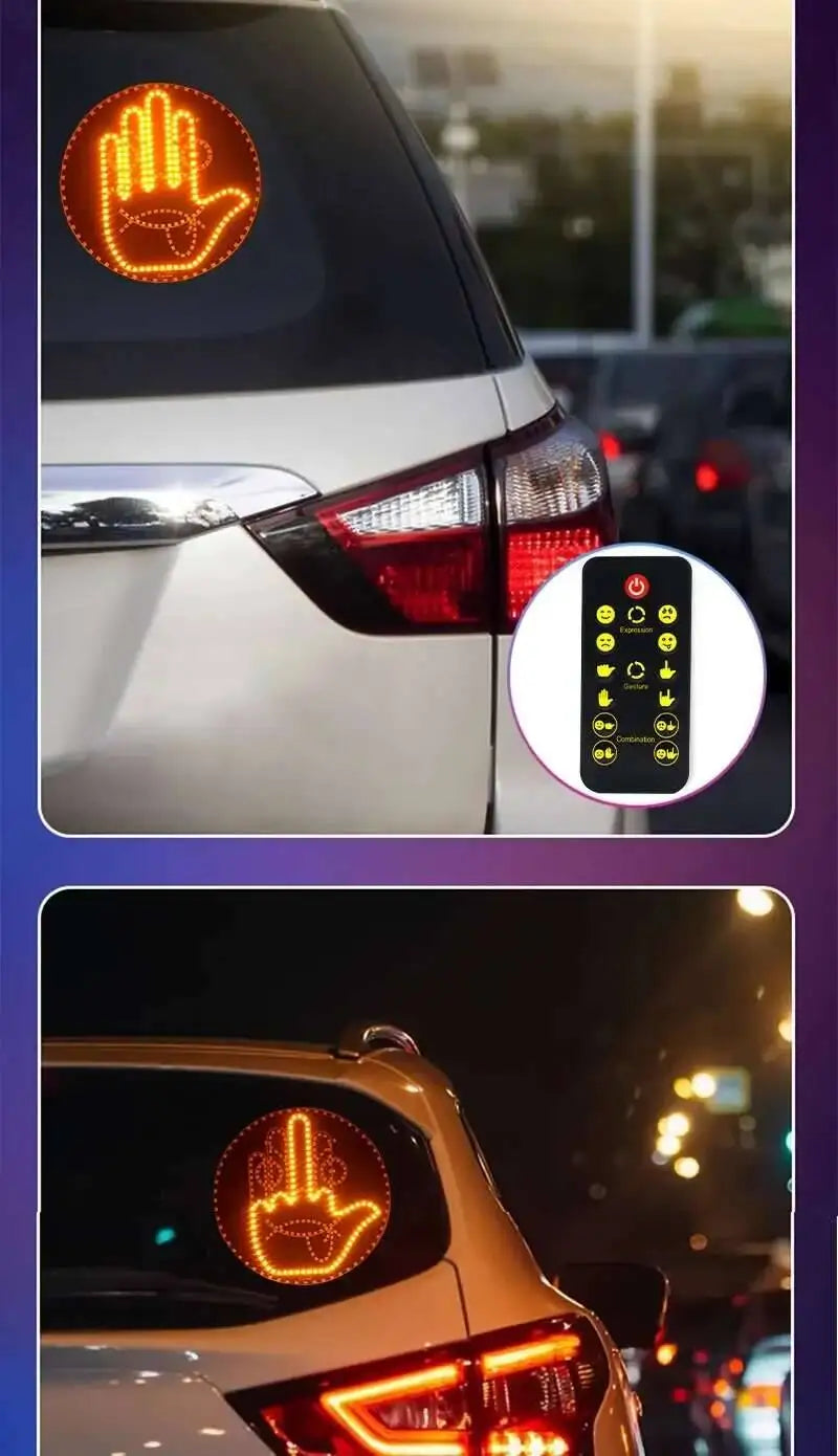 Creative Fun Three Models Lamp Car Interior Rear Windshield LED Hand Gesture Middle Finger Sign Warning Brake Light