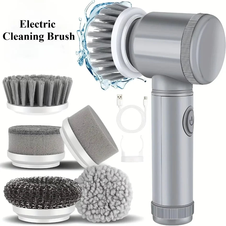 New Electric Spin Scrubber,Bathroom Cleaning Brush Power Scrubber with 5 Replaceable Brush Heads, 5 in 1 Electric Cleaning Brush