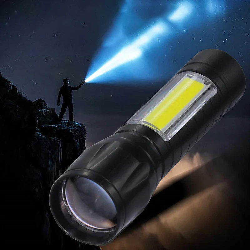 Camping Fishing Emergency Lantern  Portable USB Rechargeable Flashligh COB+XPE Zoom Mini Torch 3 Lighting Modes For Outdoo
