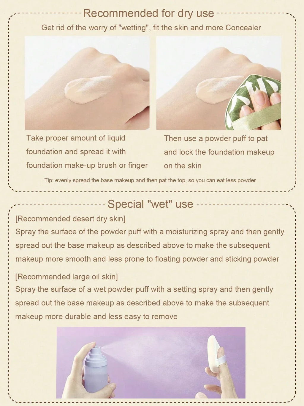 1/2Pcs Soft Non-Eating Foundation Sponge Puff, High Density & Bouncy, For More Flawless Makeup. Wet & Dry Available