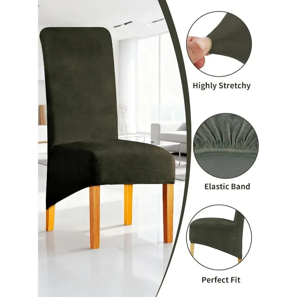 Scalable chair cover, elastic strap elastic fabric dining chair cover, suede large restaurant hotel party banquet chair cover