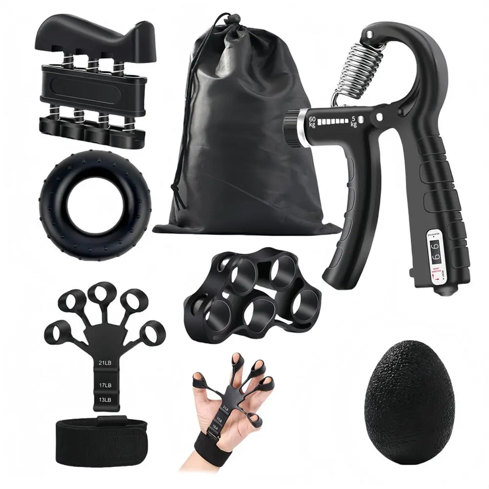 Grip Strength Trainer 6 Pack Forearm Strengthener Finger Stretcher Finger Exerciser Hand Gripper Strength Ring & Stress Ball