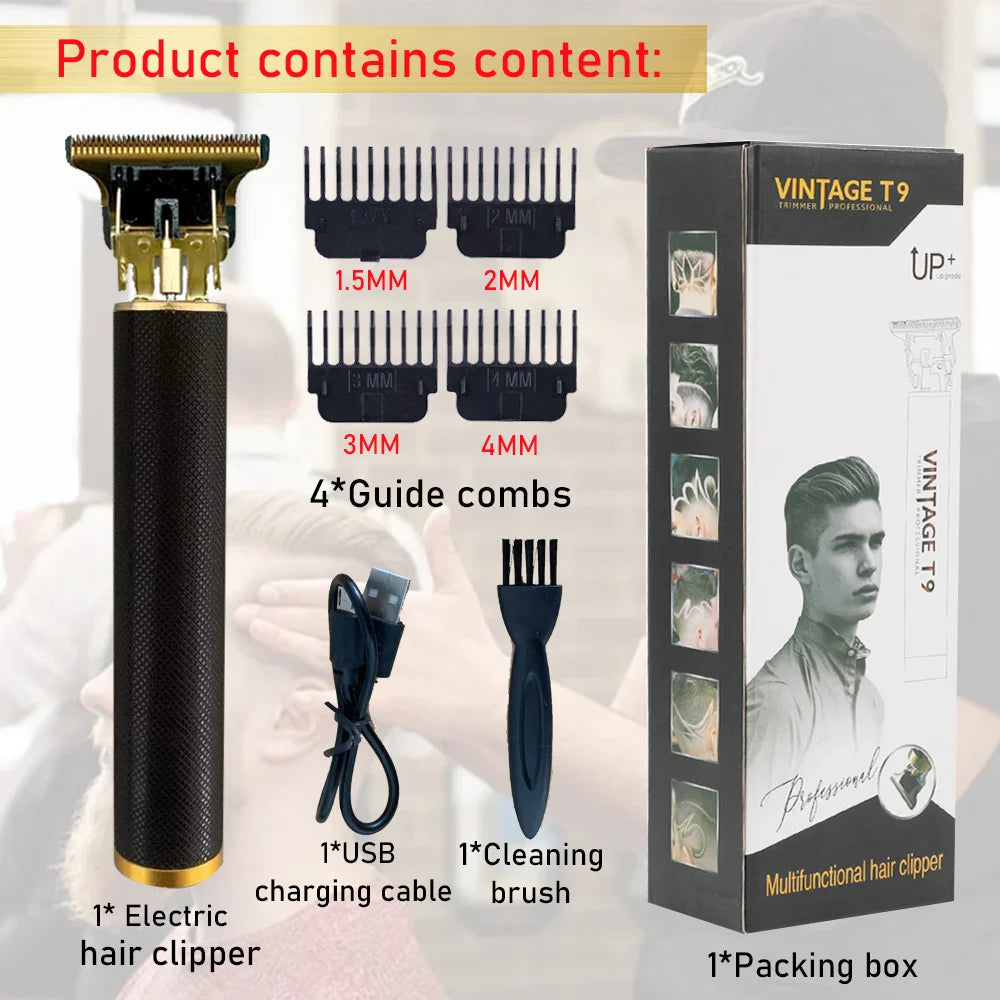 Hair Cutting Machine Trimmer Beard Metal Men's Electric Shaver Hair Clipper Professional Haircut Machine Clippers Vintage T9