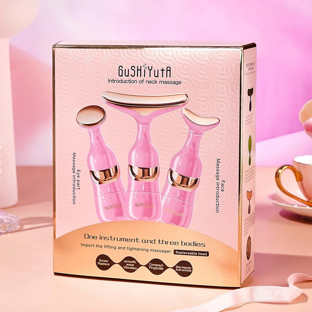 3-in-1 EMS Facial Lifting Device - Skin Tightening Wrinkle Reduction & Anti-Aging for Neck/Eye/Face Care Massage Roller