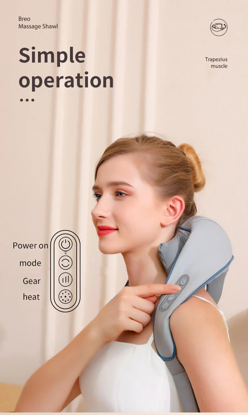 Electric Neck Massager Wireless health care Neck Shoulder Kneading 3D Massage Pillow Cervical Back Muscle Relaxing Massage Shawl