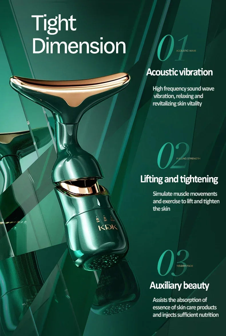 3-in-1 EMS Facial Lifting Device - Skin Tightening Wrinkle Reduction & Anti-Aging for Neck/Eye/Face Care Massage Roller