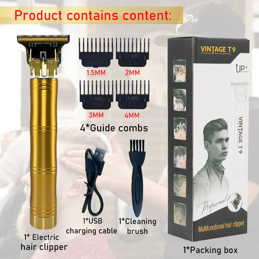 Hair Cutting Machine Trimmer Beard Metal Men's Electric Shaver Hair Clipper Professional Haircut Machine Clippers Vintage T9
