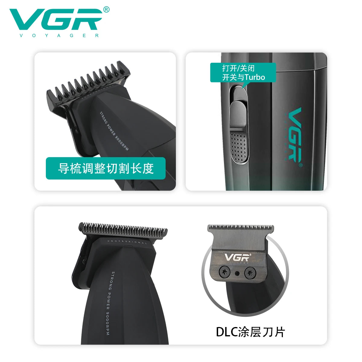 VGR 003 Clipper 906 Hair Cutting Machine High Quality 308 Hair Clipper Professional Set Vgr 003 9000 Rpm 45