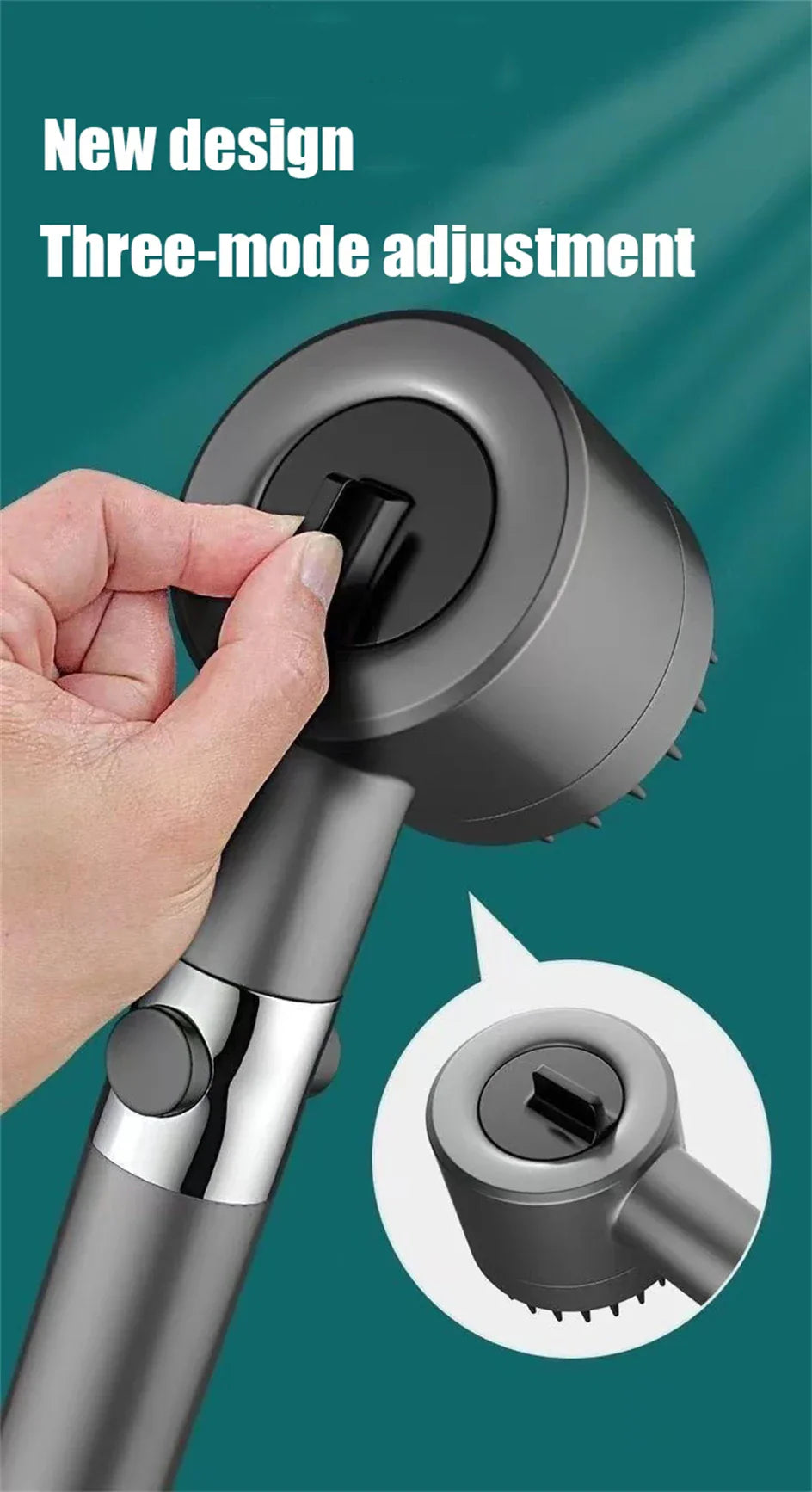 3 Modes Handheld Shower Head Filter Powerful Massage Spa High Pressure Water Saving Showerhead with ON/OFF Switch for Bathroom