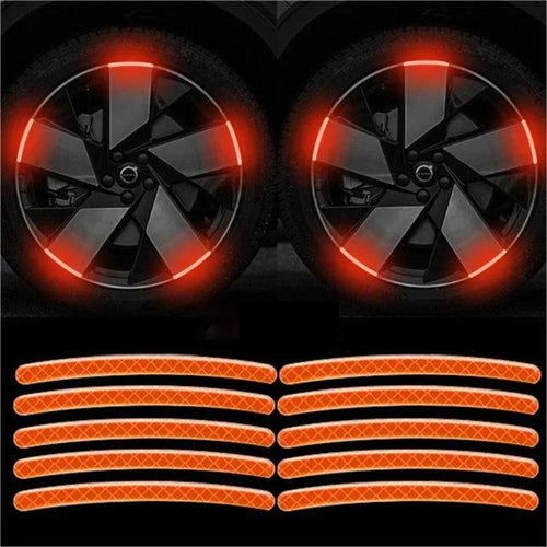 20Pcs Wheel Hub Reflective Sticker Rainbow Fluorescence Luminous Stripe Tape Car Motorcycle Decal Night Driving Safety Accessory