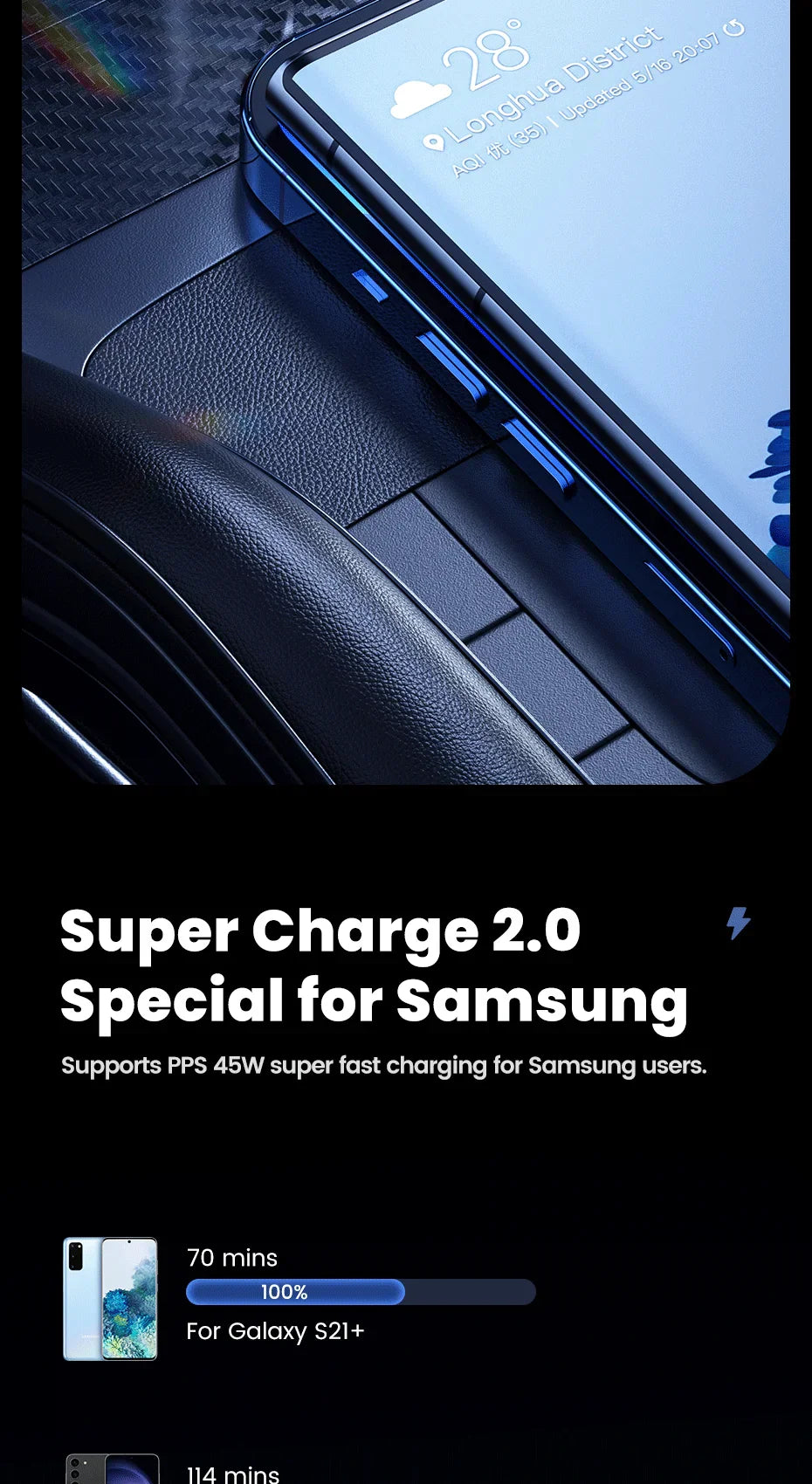 Toocki Mini PD 45W Car Charger Pull Ring Fast Charging USB C Phone Charger Adapter For iPhone 14 13 Pro Xiaomi Samsung Huawei