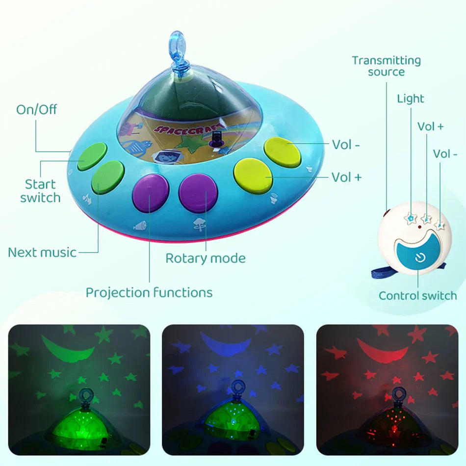 Musical Baby Crib Mobile with 108 Melody Lights Projection for Infants Remote Control Crib Toys for Newborn Mobile for Crib Toys