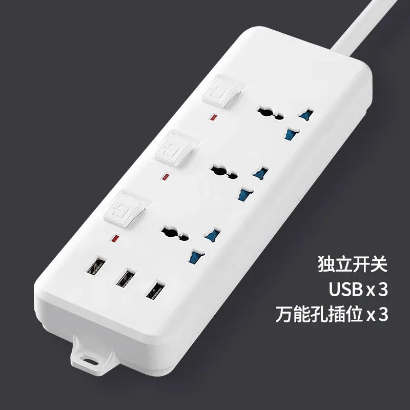 universal Power Strip Sockets EU/UK/US 3/4 Ouelets 3USB Ports Patch Board Safety Door Patch 110v 220v Black/white Pop Socket