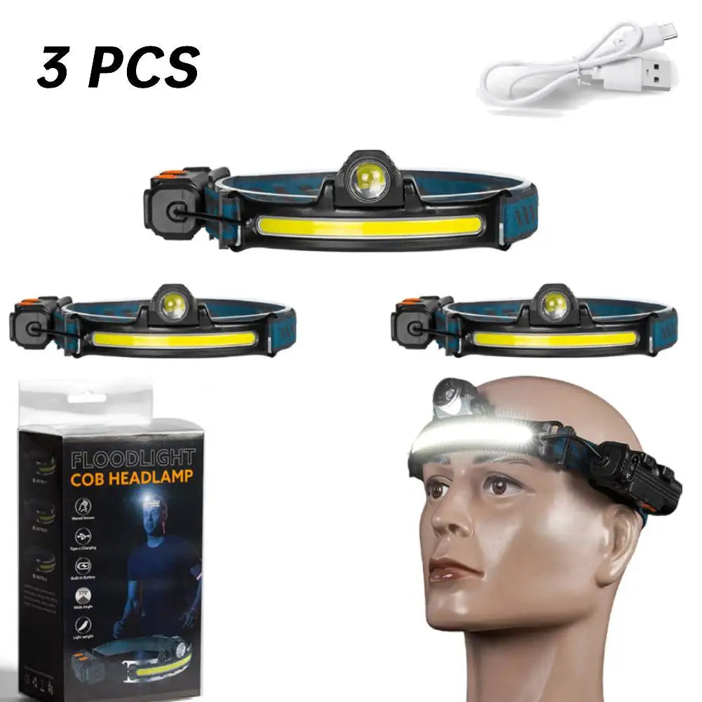 XPG+COB LED Zoom Induction Headlamp USB Rechargeable Powerful Head Flashlight Power Display Camping Headlight for Hiking Fishing