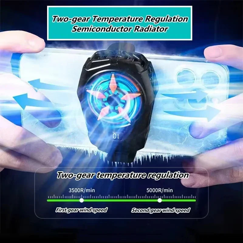 SL09 Phone Semiconductor Cooling Fan Radiator Portable 2 Gear Adjustable Digital Display Game Cooler for IOS Android Heat Sink