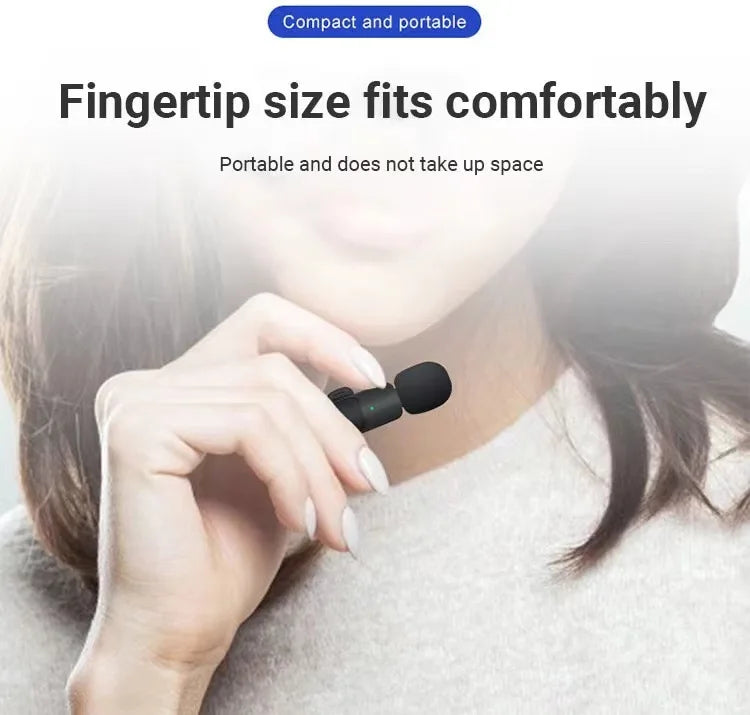 Wireless Lavalier Microphone Audio Video Recording Mini Microphone for iPhone Android Phone Live Broadcast Gaming Mic Portable