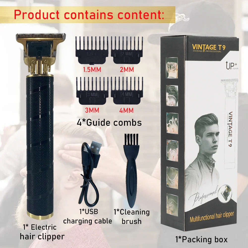 Hair Cutting Machine Trimmer Beard Metal Men's Electric Shaver Hair Clipper Professional Haircut Machine Clippers Vintage T9