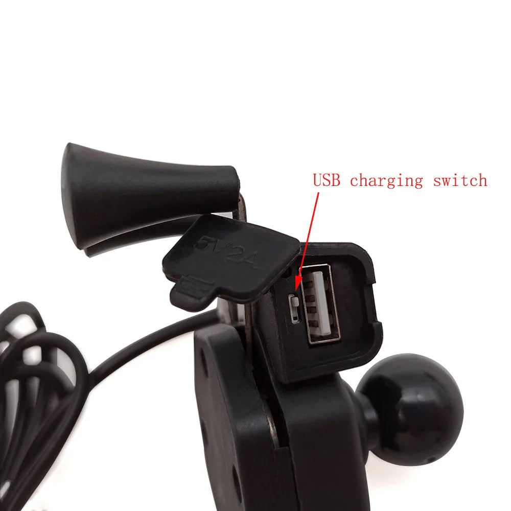 Motorcycle Mobile Phone Stand Holder With USB Charger 360 Rotatable