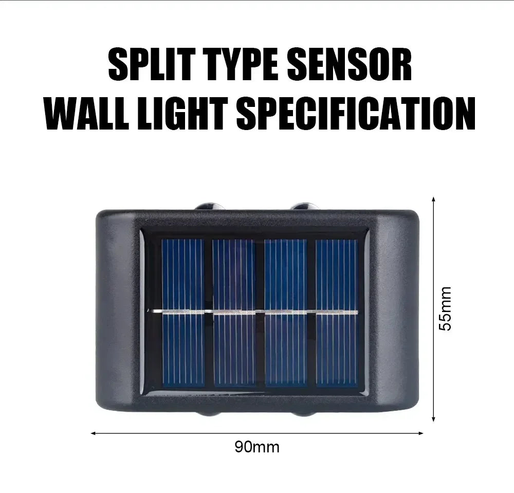 Solar Wall Lamp Outdoor Waterproof Solar Powered Light 6LED Beads UP and Down Illuminate Home Garden Yard Decoration Wall Light