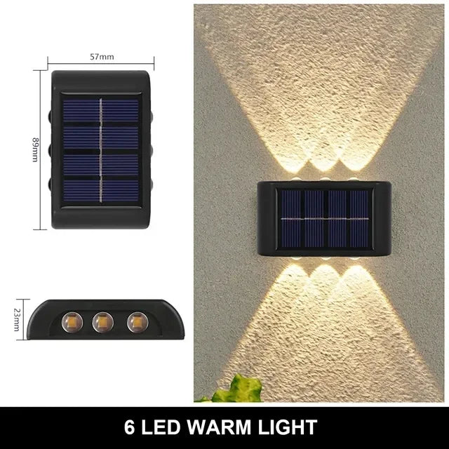 Solar Wall Lamp Outdoor Waterproof Solar Powered Light 6LED Beads UP and Down Illuminate Home Garden Yard Decoration Wall Light