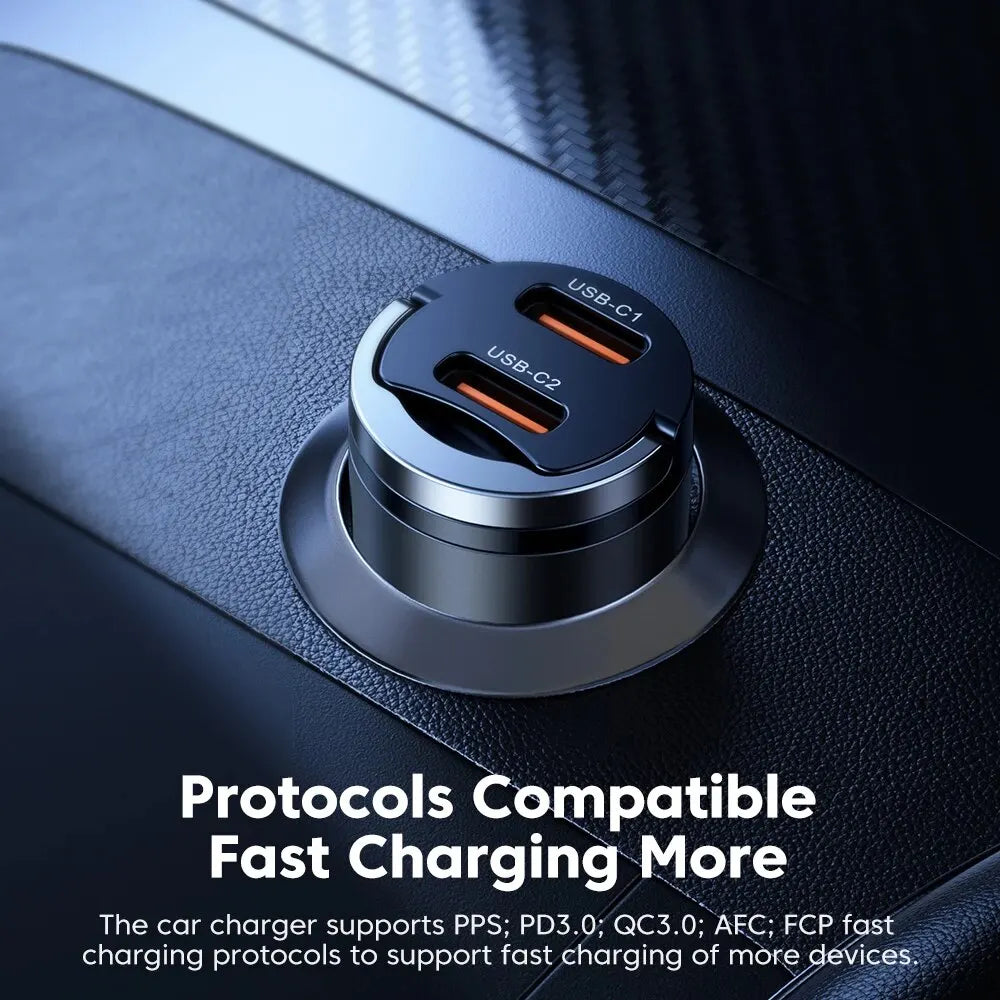 Toocki Mini PD 45W Car Charger Pull Ring Fast Charging USB C Phone Charger Adapter For iPhone 14 13 Pro Xiaomi Samsung Huawei