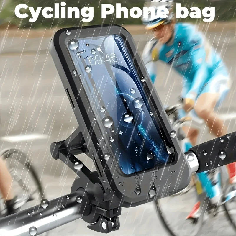 Waterproof Bike Phone Mount - Touch-Screen Phone Holder, 360° Rotatable, ABS Material, Compatibility for 4.7-6.8" Smartphones