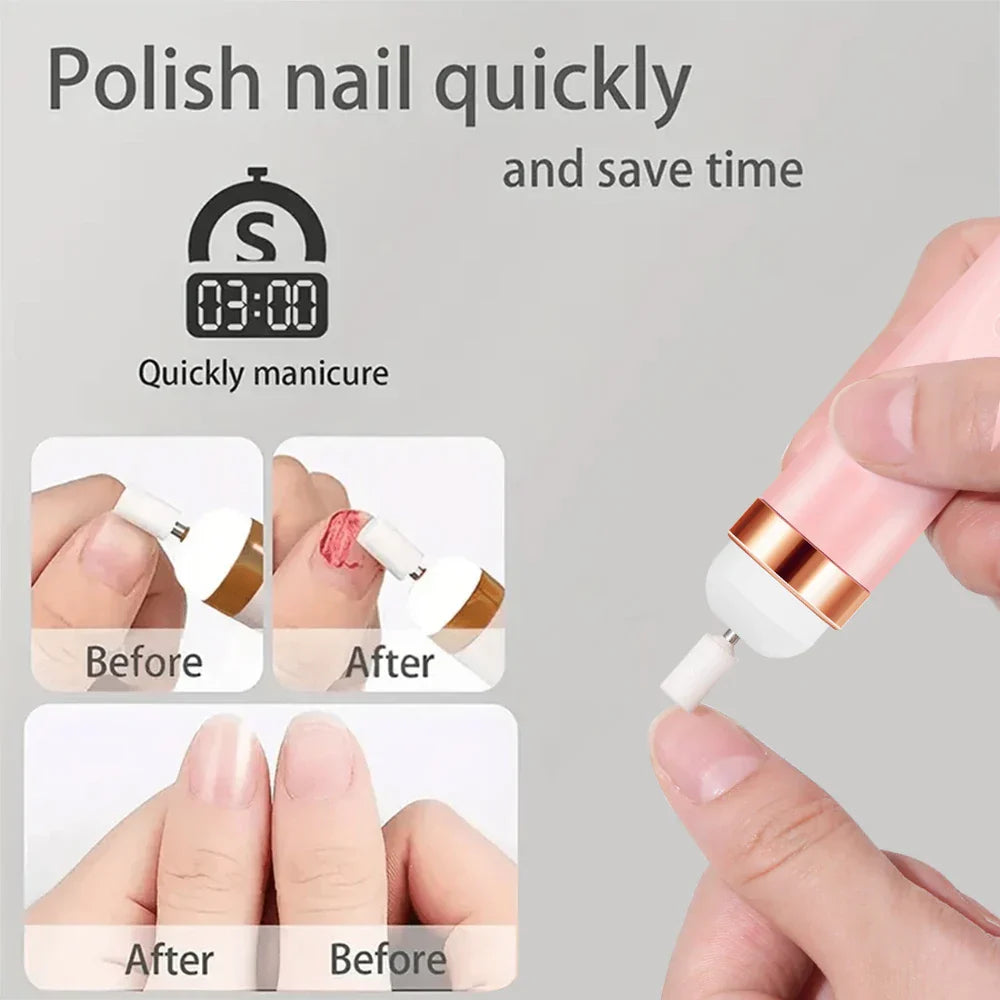 YIKOOLIN Portable Nail File Care Set LED Light Adjustable 4 Speed with 12 Attachment Drill Bits USB Charge Home Use