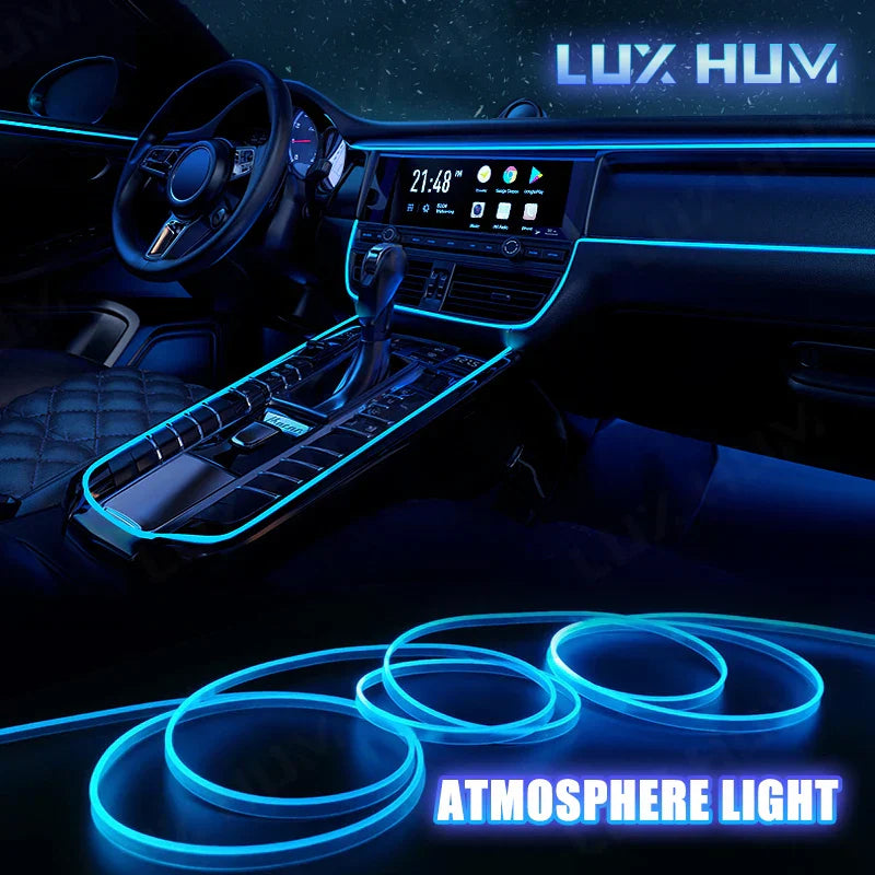 5m Car Interior Ambient Light USB/Cigarette Lighter Flexible Atmosphere Led Light Strip Universal Single-Color Auto Neon Lamp