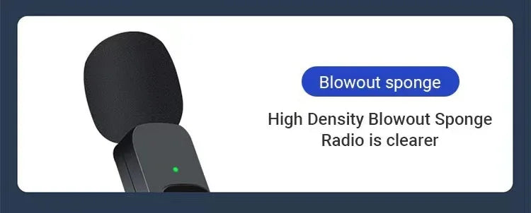 Wireless Lavalier Microphone Audio Video Recording Mini Microphone for iPhone Android Phone Live Broadcast Gaming Mic Portable