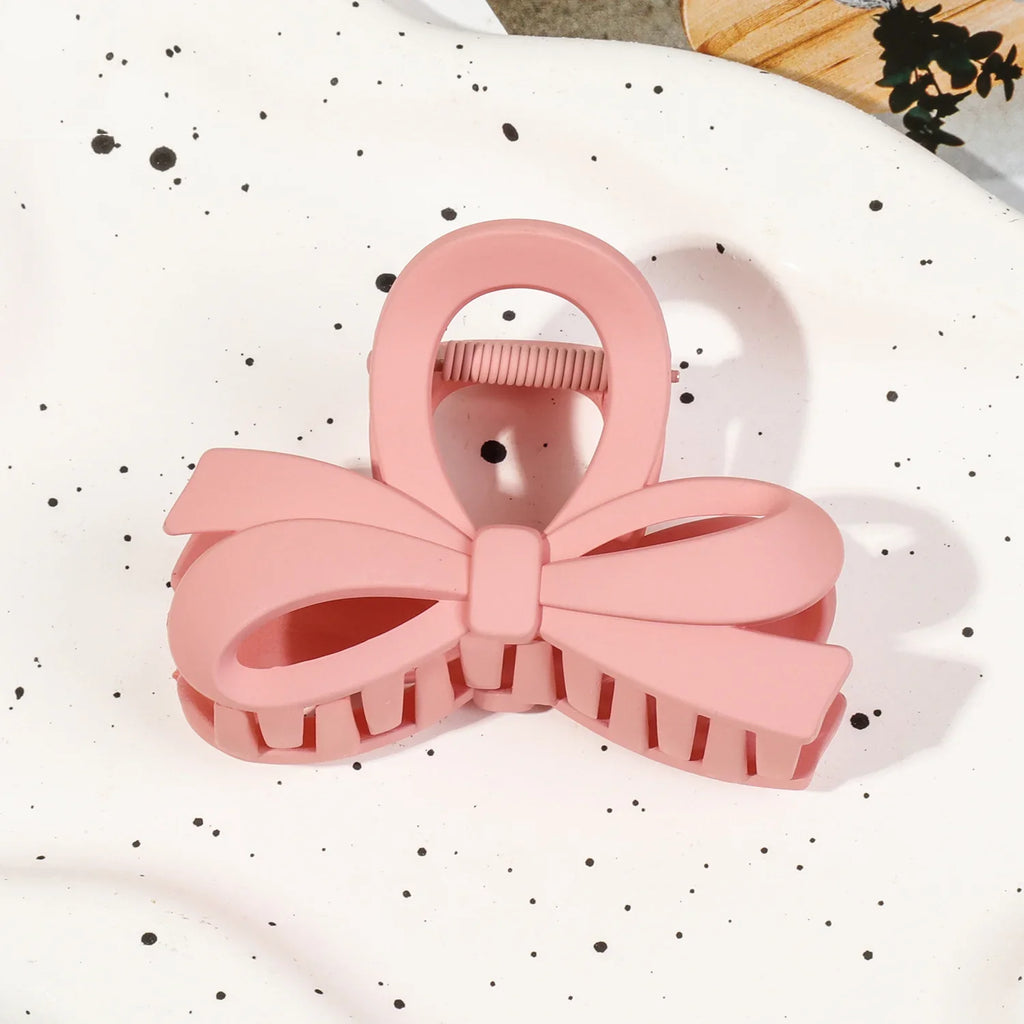 Matte Bow Large Hair Claw Crab Korea Women Solid Acrylic Hair Clips Hairpins Girls Ponytail Hair Accessories Barrettes Headbands